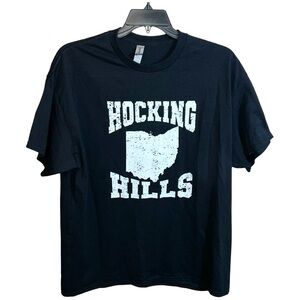 Gildan Shirt Men’s Size XL Black White Hocking Hills Ohio Graphic Short Sleeve